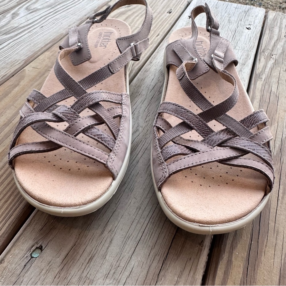Hotter Comfort Concept Maisie Sandals | Taupe Leather | Size 9.5 EXF | New WOT - Picture 2 of 7